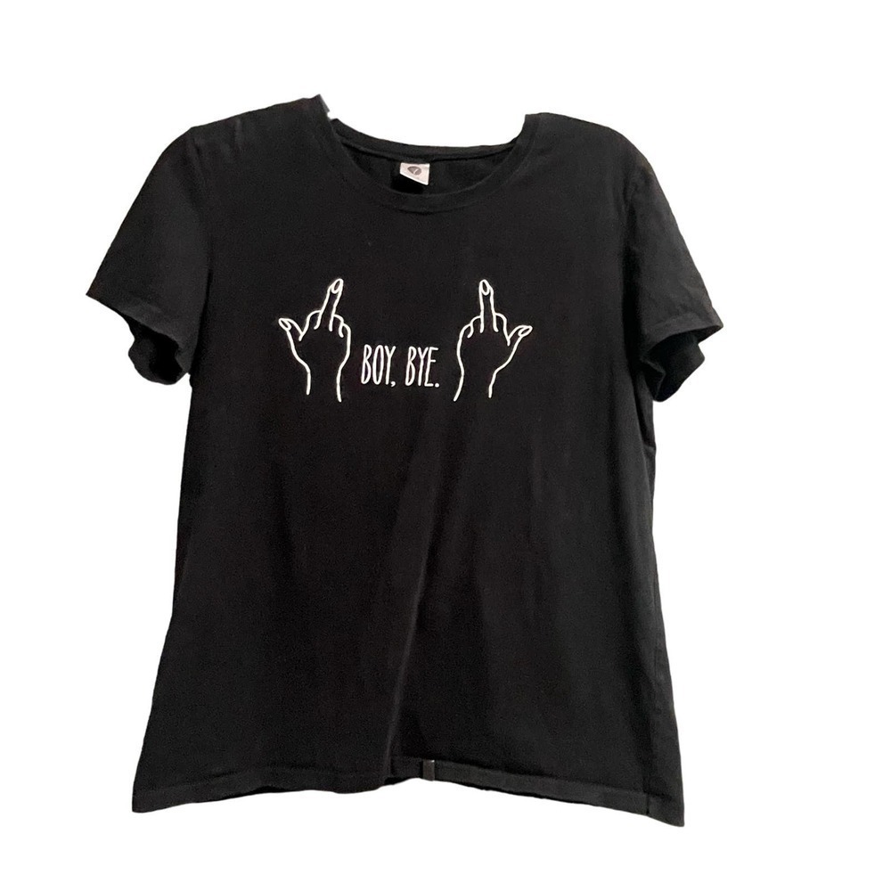 Boy Bye Black Graphic T-Shirt Size Large